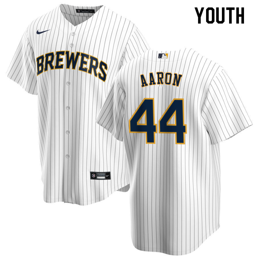 Nike Youth #44 Hank Aaron Milwaukee Brewers Baseball Jerseys Sale-White